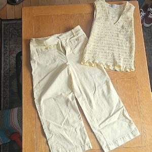 LOFT Yellow Cropped Pants and Sleeveless Top Set